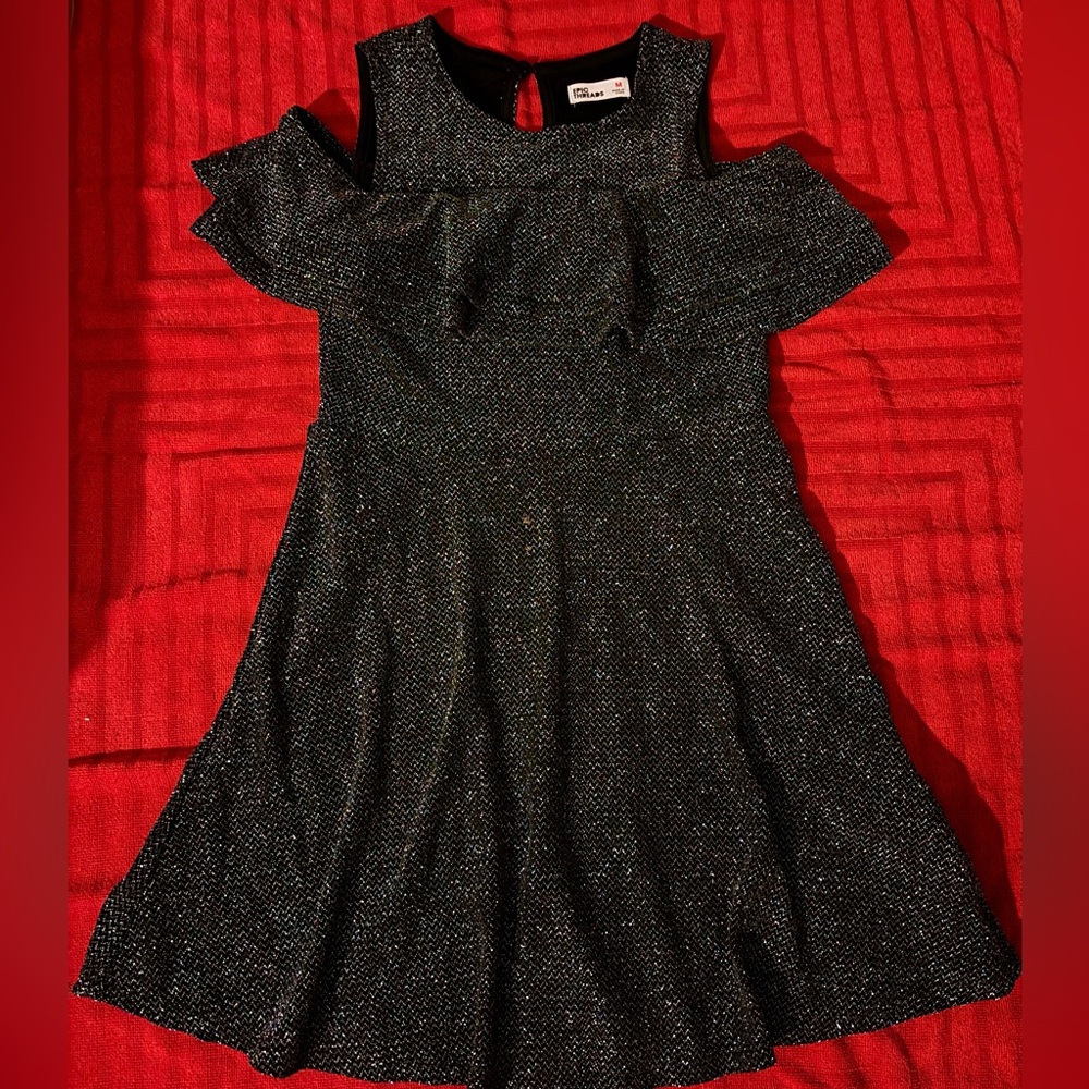 Black sparkling ruffle kids dress